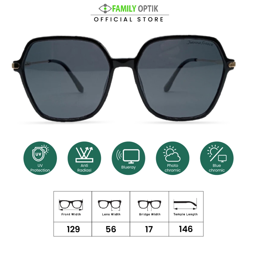 Kacamata Hitam Sunglasses - Joanna France (6232) - Pria Wanita Unisex anti uv