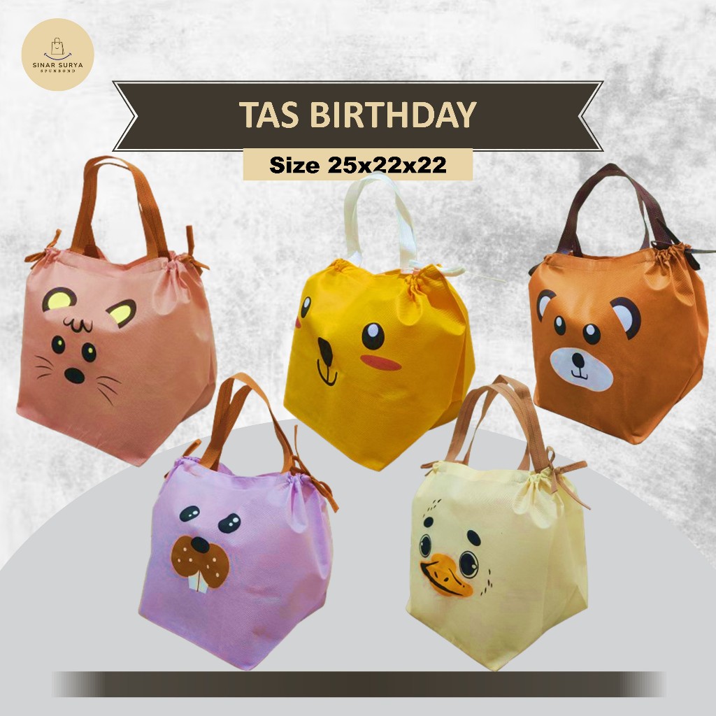 

Tas Birhday Animal Goodie Bag Birthday Tas Spunbond Kotak Nasi Animal Tas Animal Bahan Tebal Tas Birthday Party Ukuran 25x22x22