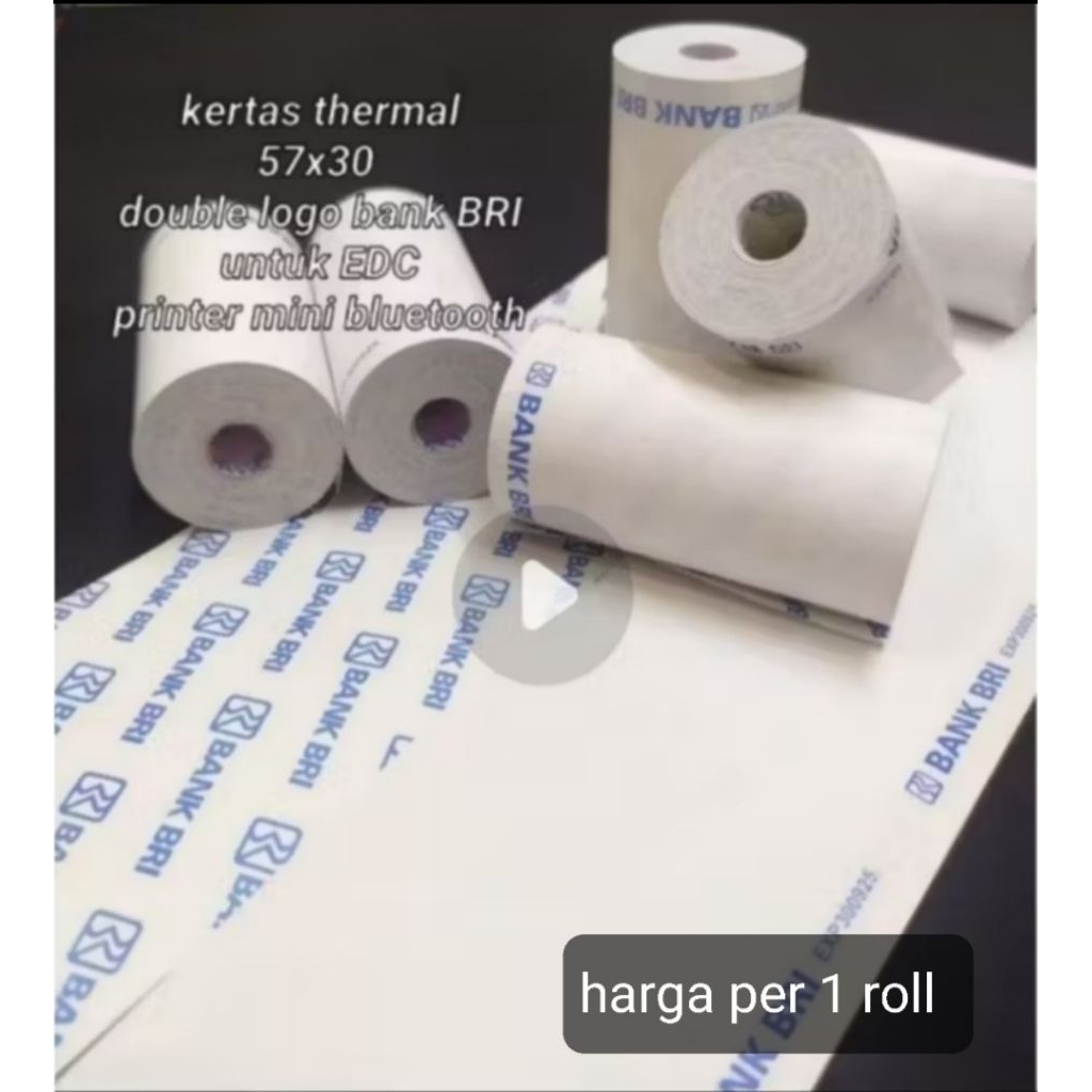 

Kertas Struk Thermal 57x30 Logo Bank BRI untuk EDC Brilink dan Printer Mini Bluetooth MODEL BOLAK BALIK