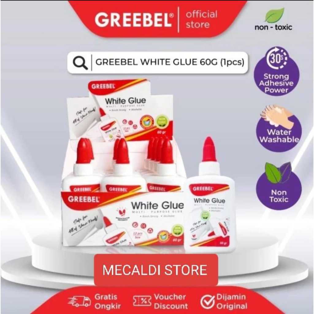 

(1 PCS) GREEBEL WHITE GLUE 60 GR LEM PUTIH LEM KERTAS CAIR TERMURAH