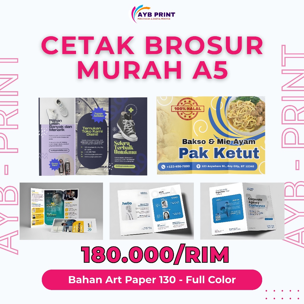 

Cetak Brosur A5 Murah | Full Color | Art Paper 130 | 180Rb per Rim (500 Lembar)