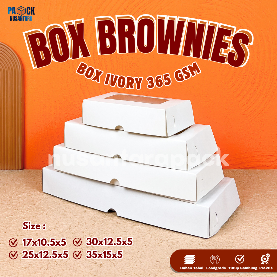

Box Brownies Ivory Putih Kotak Makanan Kue Brownies Snack 17x10.5x5 25x12.5x5 30x12.5x5 35x15x5 cm