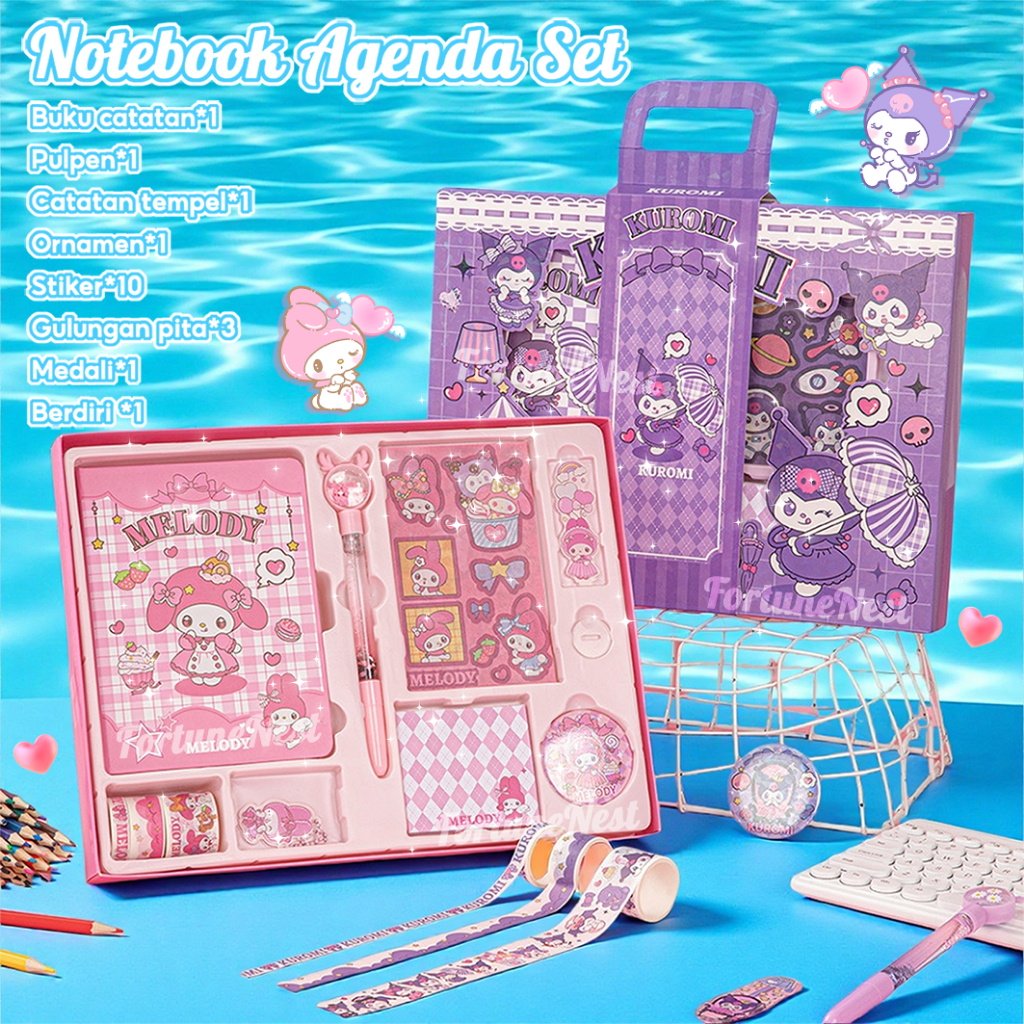 

Penjual Loka✨SANRIO NOTE BOOK SET ALL IN 1 / KUROMI MELODY DIARY BOOK SET / ALL IN 1 GIFT BOX DIARY SANRIO SET Kotak Hadiah Alat Tulis Hadiah Anak