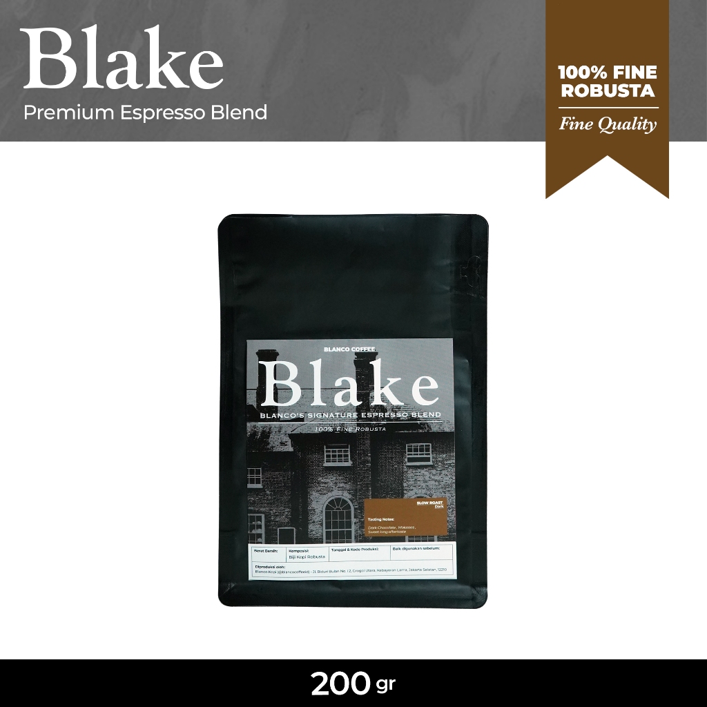 

Blake 200GR - Biji Kopi Espresso Full Robusta - Es Kopi - Cappuccino - Latte