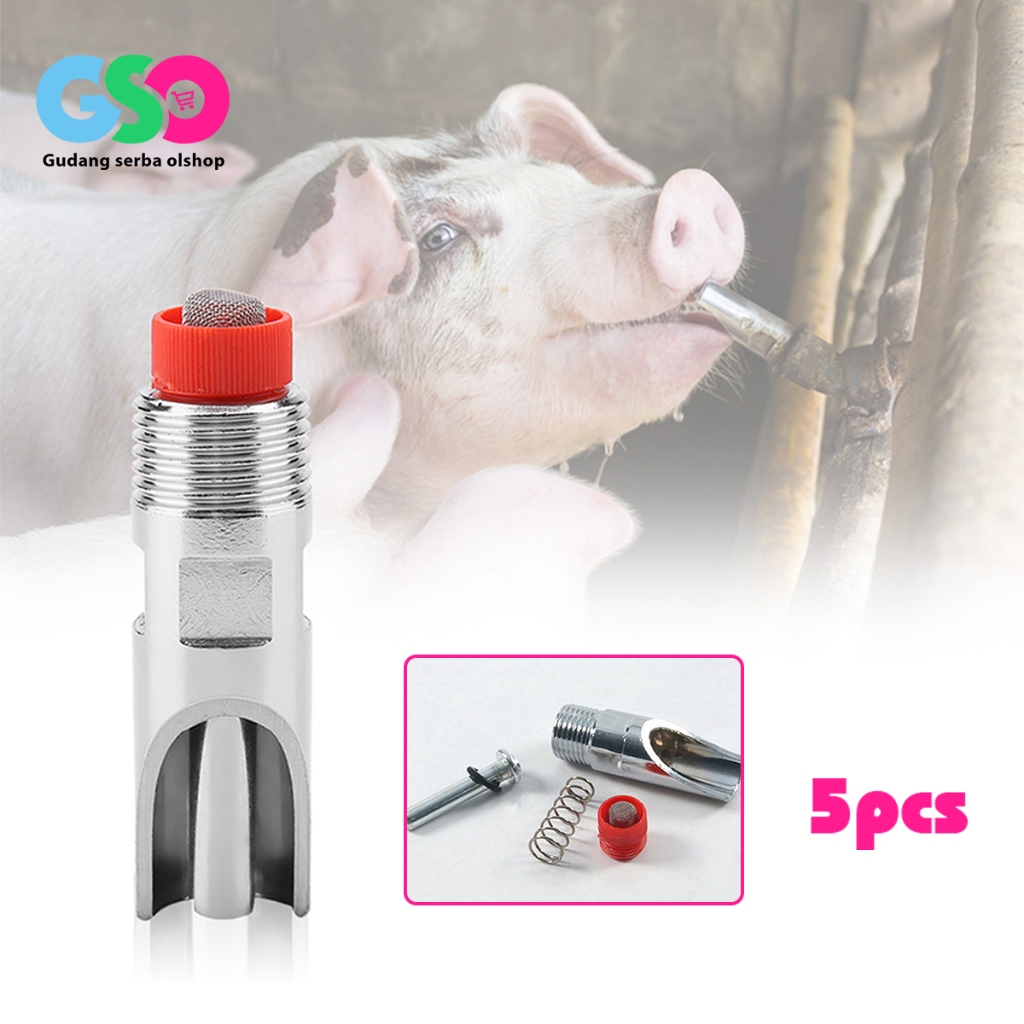 Pig Nipple Drinker 5pcs Pembuat Minum Babi Otomatis Stainless Alat Minum Babi Dot Minum Untuk Babi
