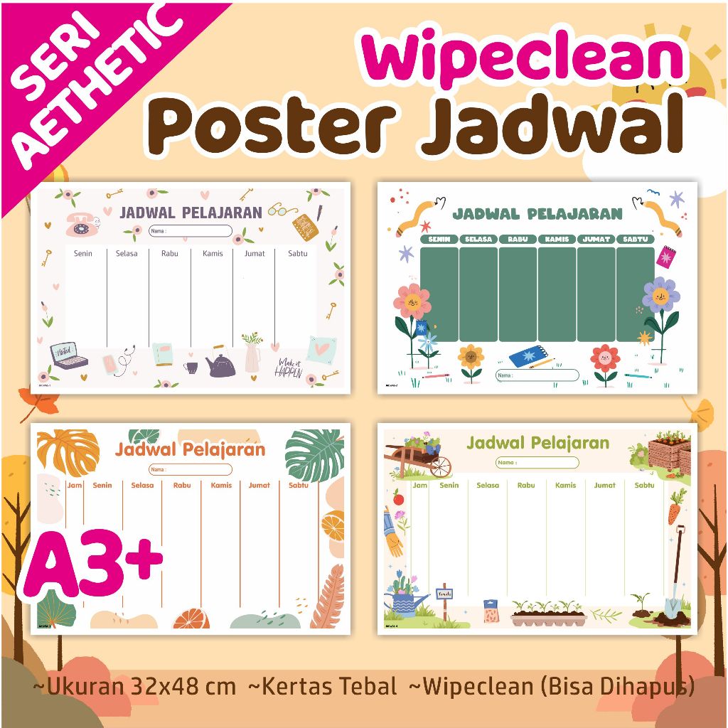 Poster JADWAL PELAJARAN AESTHETIC - jadwal pelajaran sekolah