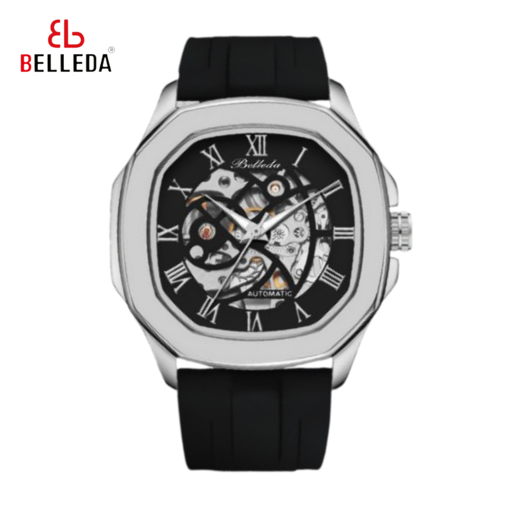 BELLEDA Jam Tangan Pria Belleda 9484 Automatic Strap Rubber Original Fashion Terlaris Mewah Anti Air