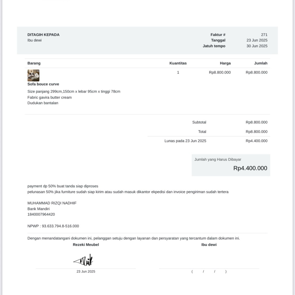 

surat dokumen invoice