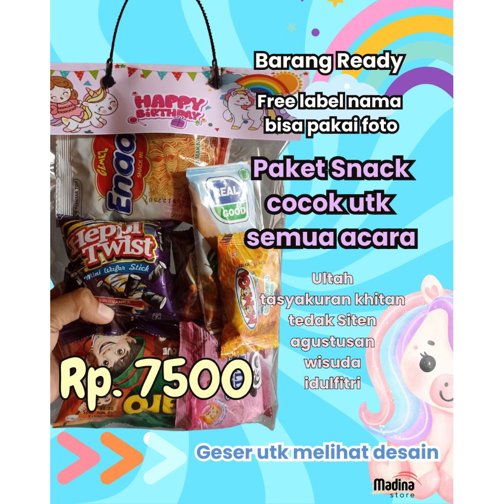 

Paket Hemat Snack Ultah Anak Free Label Nama Tanpa Minim Order