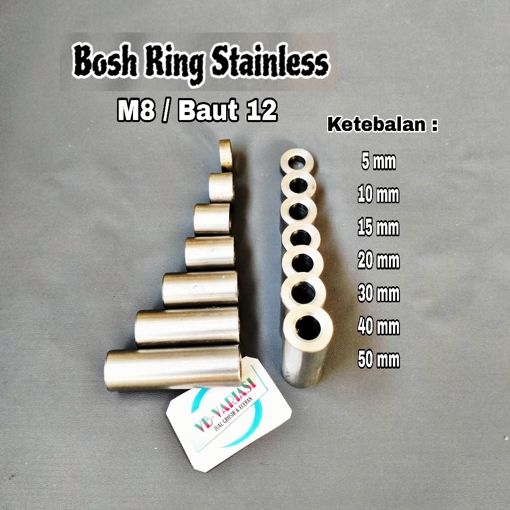 Bosh Ring Stainless M8 Baut 12 Pnp Tromol Gear Kaliper Underbone Motor Universal