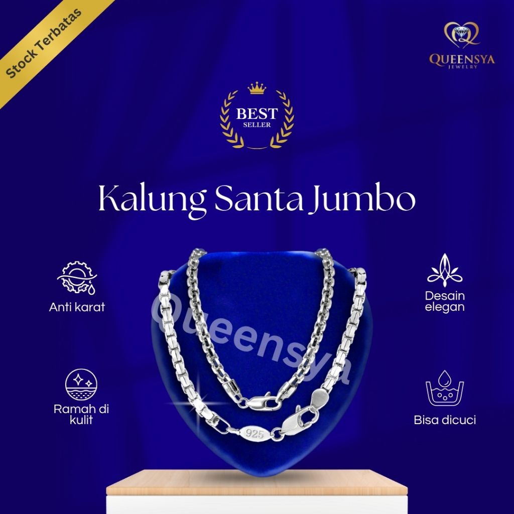 Kalung perak asli - Kalung Perak Asli 925 - Kalung Perak - SANTA JUMBO - Queensya Silver