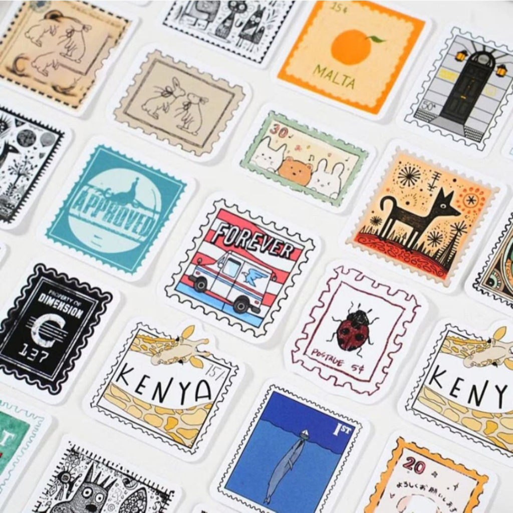 

46pcs Mail Stamp Sticker Deco Journal Stiker