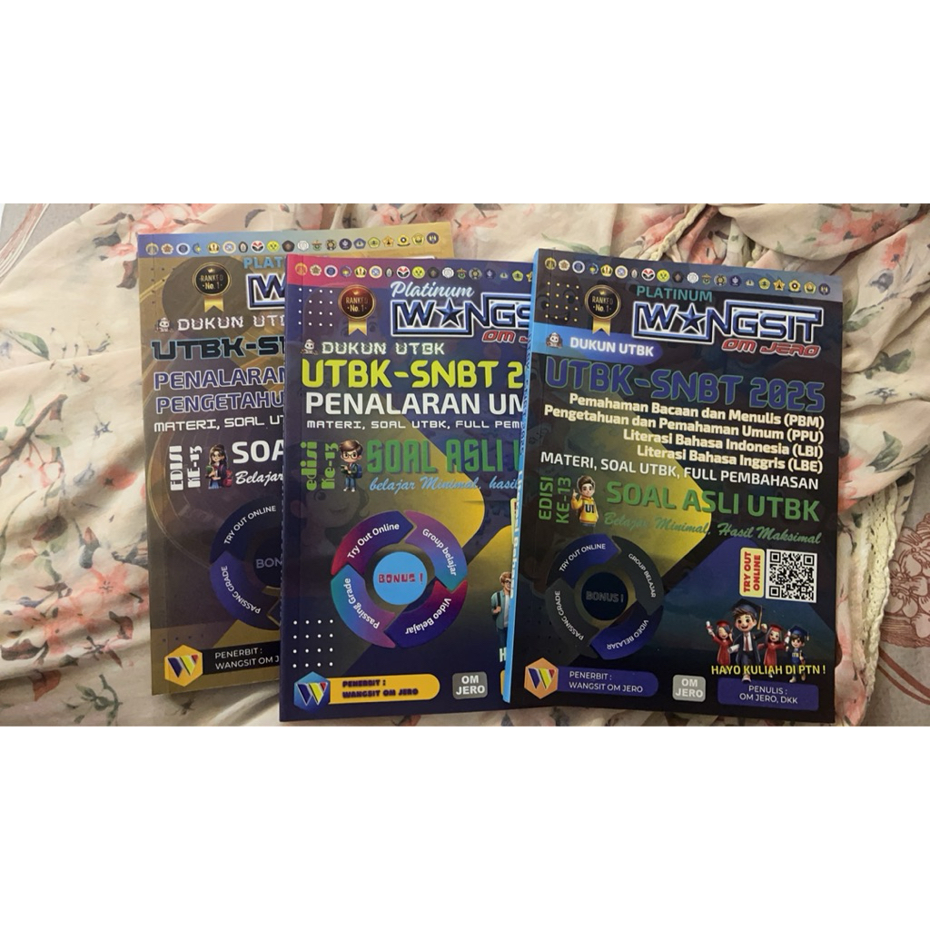 preloved buku wangsit om jero 2025 & buku INTEN (Bahasa Indonesia, Bahasa Inggris, Fisika, Kimia)