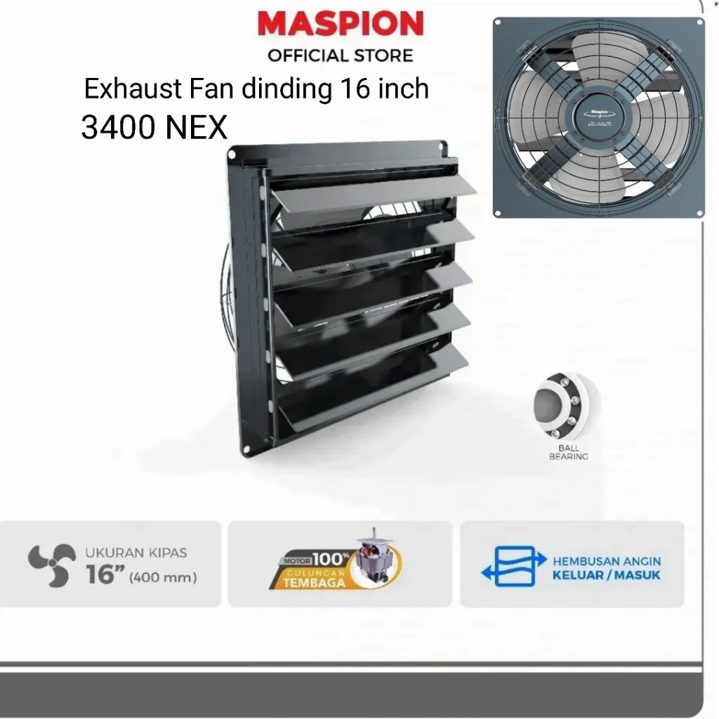 Exhaust Fan MASPION  MV-3400 NEX exhaust Fan dinding 16 inch