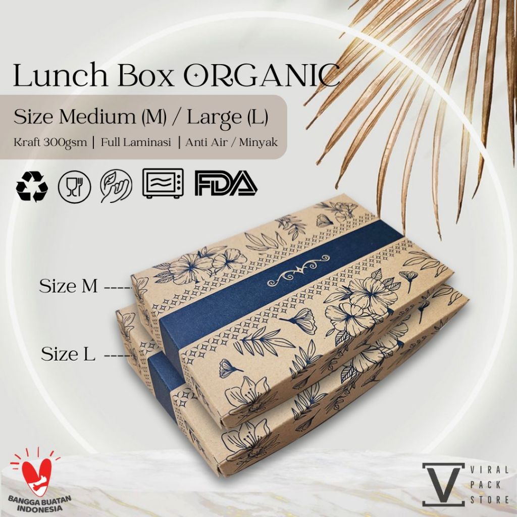 Paper Lunch Box Kraft ORGANIC Laminasi Anti Minyak Tahan Air Food Grade LunchBox Kraf Coklat Murah S