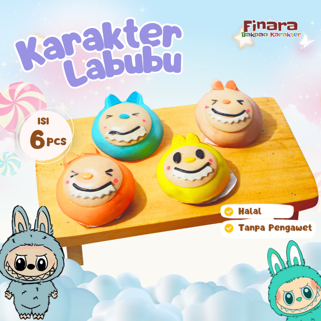 

Bakpao Karakter Frozen Labubu Finara Isi 6 Pcs Manis Enak