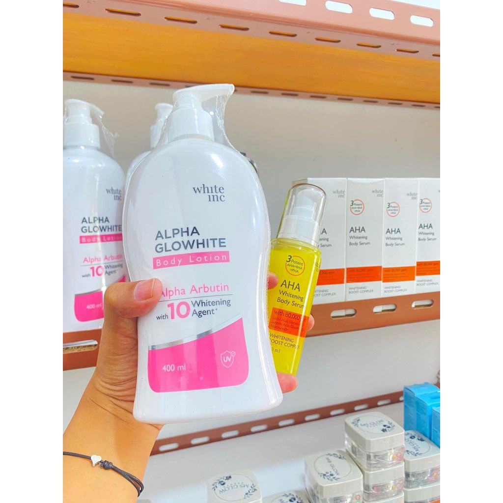ALPHA GLOWHITE BODY LOTION + AHA SERUM WHITE INC ORIGINAL