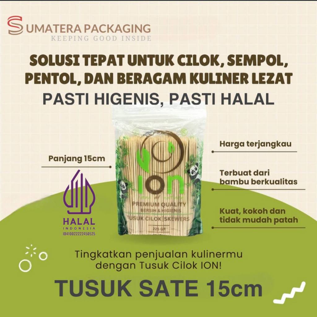 TUSUK SATE BAMBU PENDEK 15cm ION IMPORT HALUS BERSIH PACK MEDAN