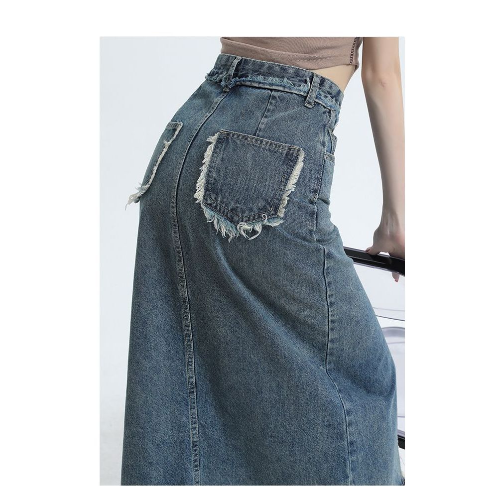 Celana Jeans Wanita Panjang High Waist dengan Detail Kulit Sapi Premium - XS/S/M/L/XL