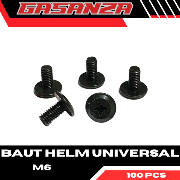 Isi 100 Pcs Baut Helm M6 Universal Hitam