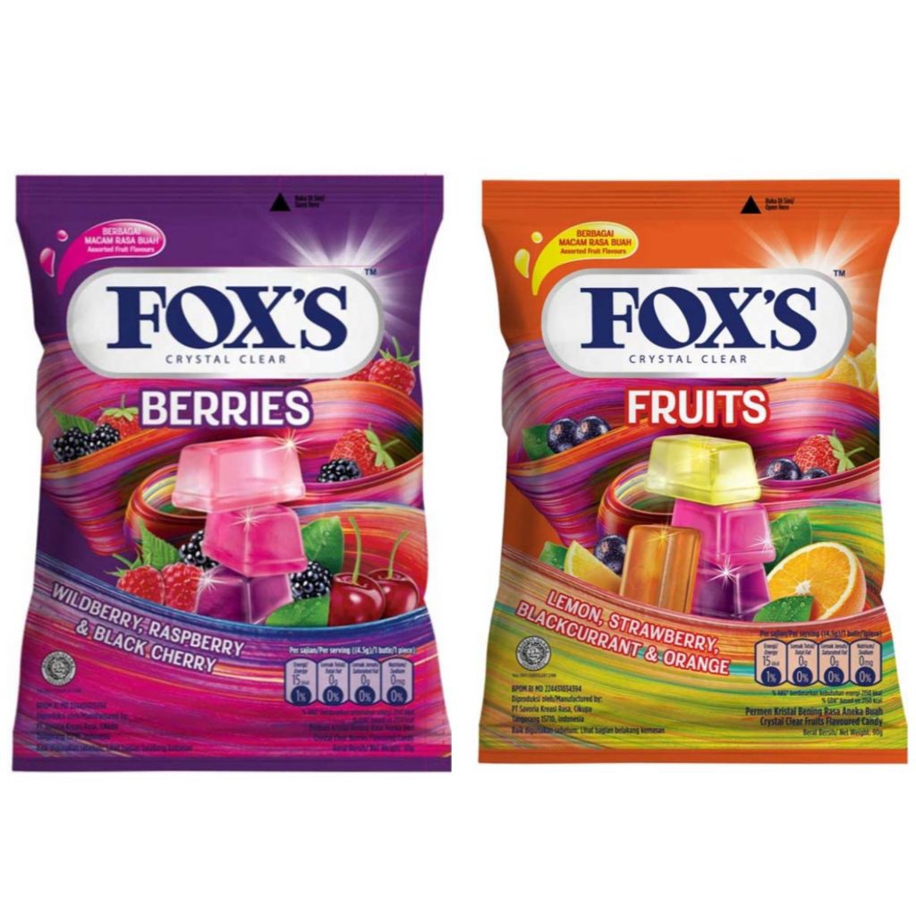 

FOX'S Aneka permen Crystal Clear Fruits Bag foxs berries