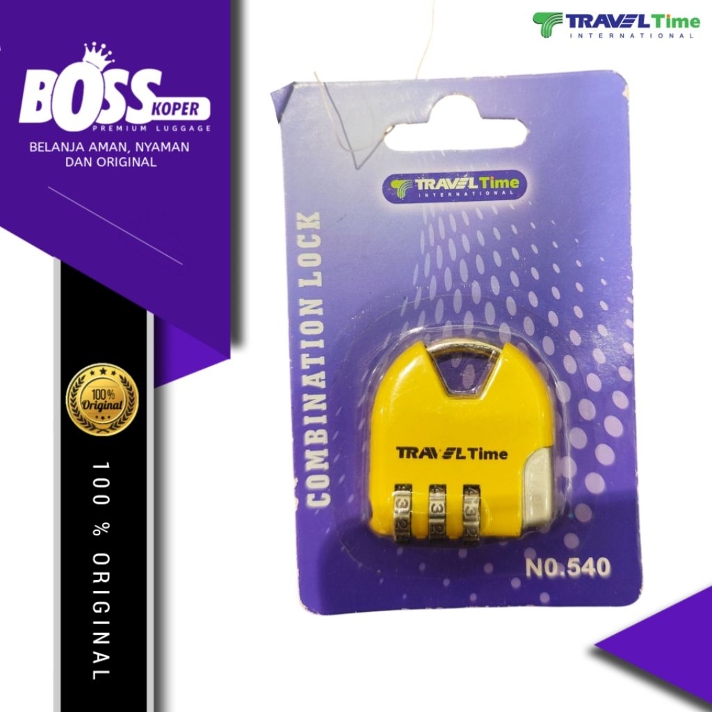 Kunci gembok tas ransel TRAVEL TIME 3 digit angka combination original