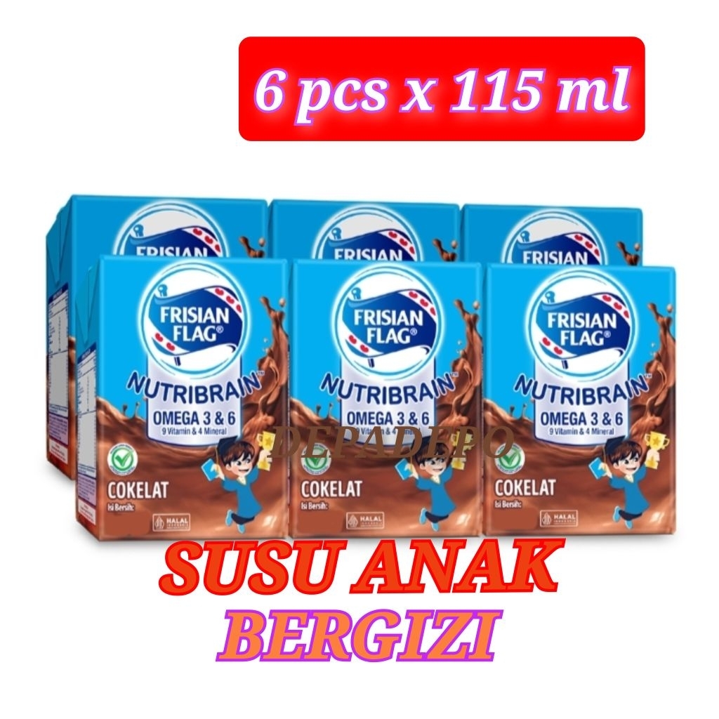 

Frisian Flag Susu UHT 115ml x 6 pcs – Rasa Coklat, Susu Kotak Anak Siap Minum