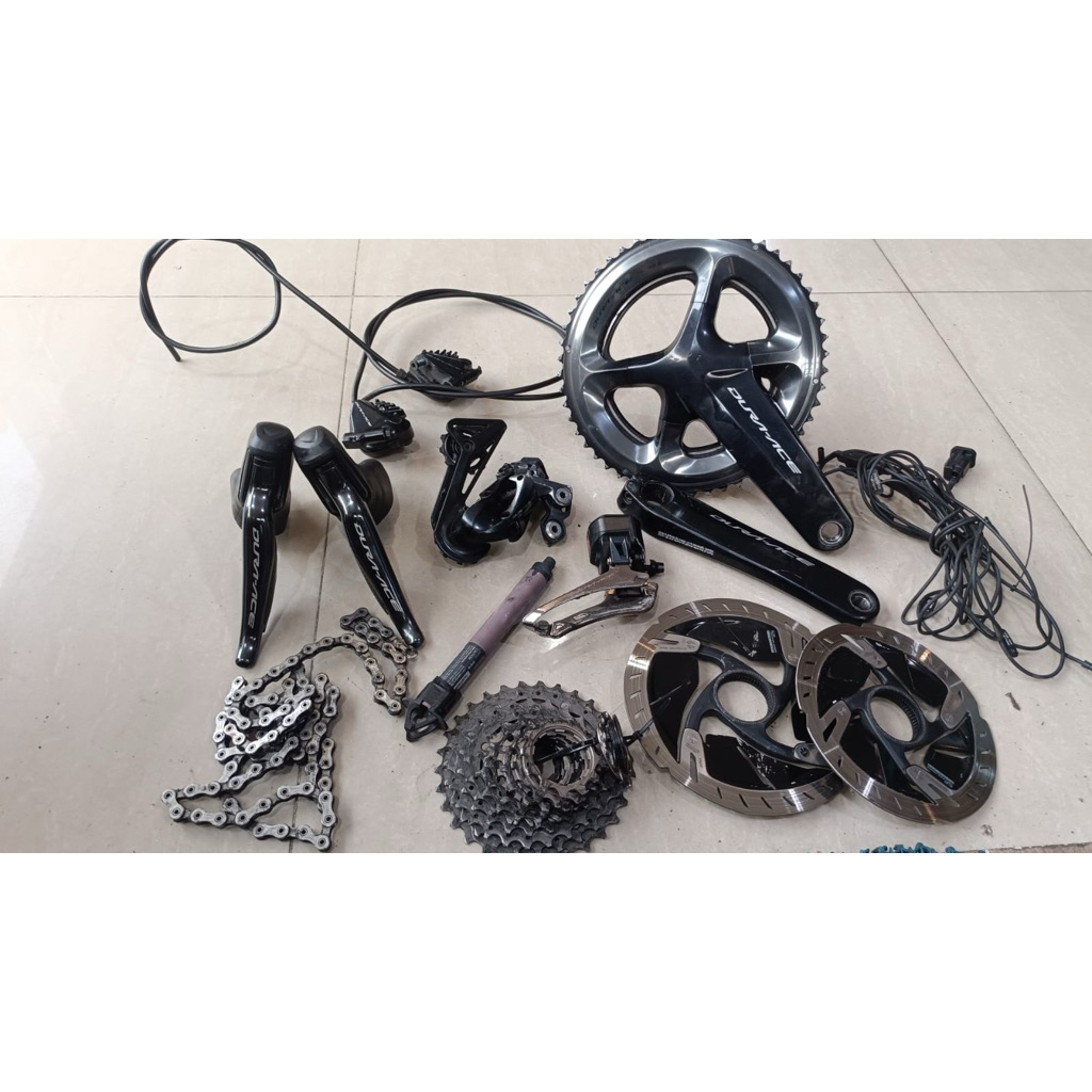 Groupset dura ace Di2 11 speed R9170 tanpa crank, kondisi normal
