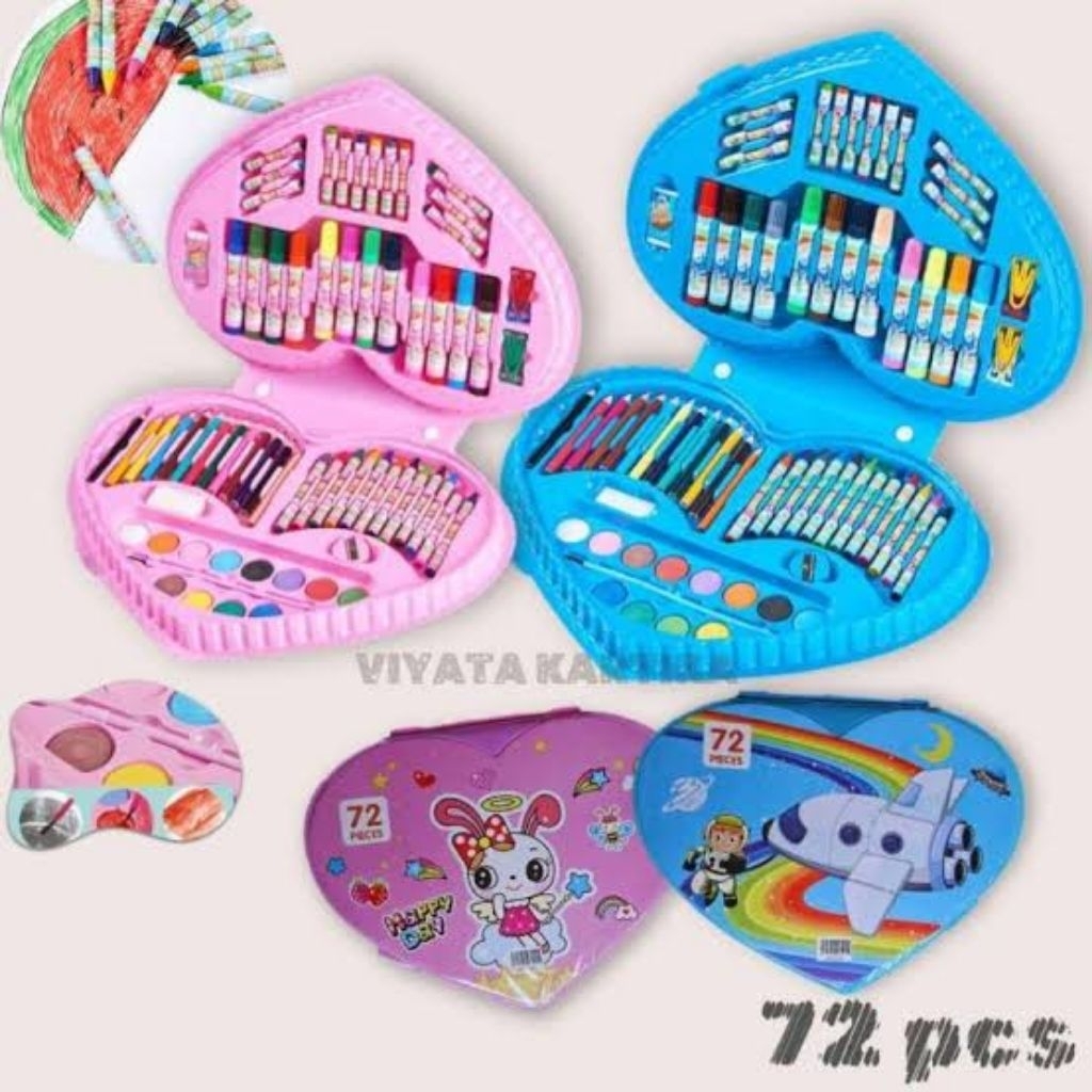 

(CNA) CRAYON SET ISI 72 PCS / CRAYON BENTUK LOVE / CRAYON ISI 72 PCS