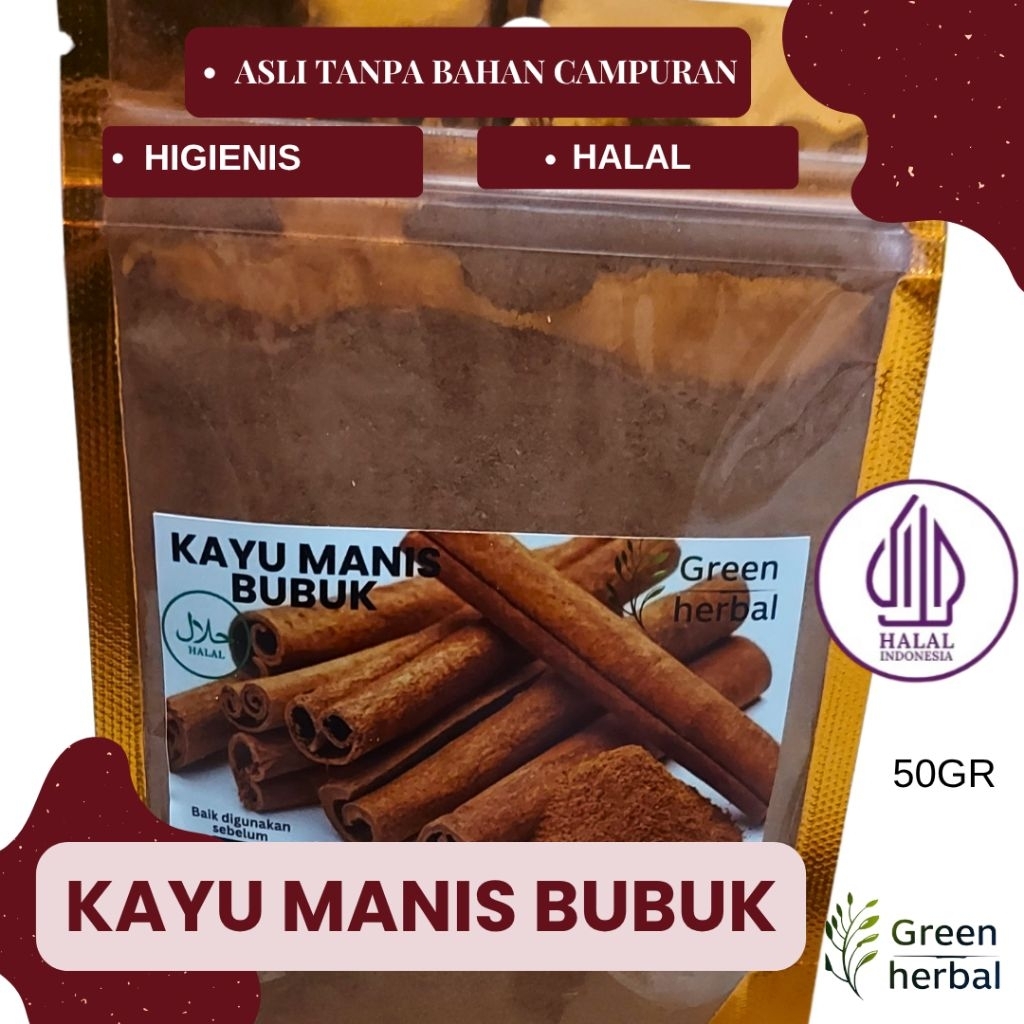 

Kayu Manis Bubuk Murni 100% tanpa campuran ukuran 50gr. Green Herbal.