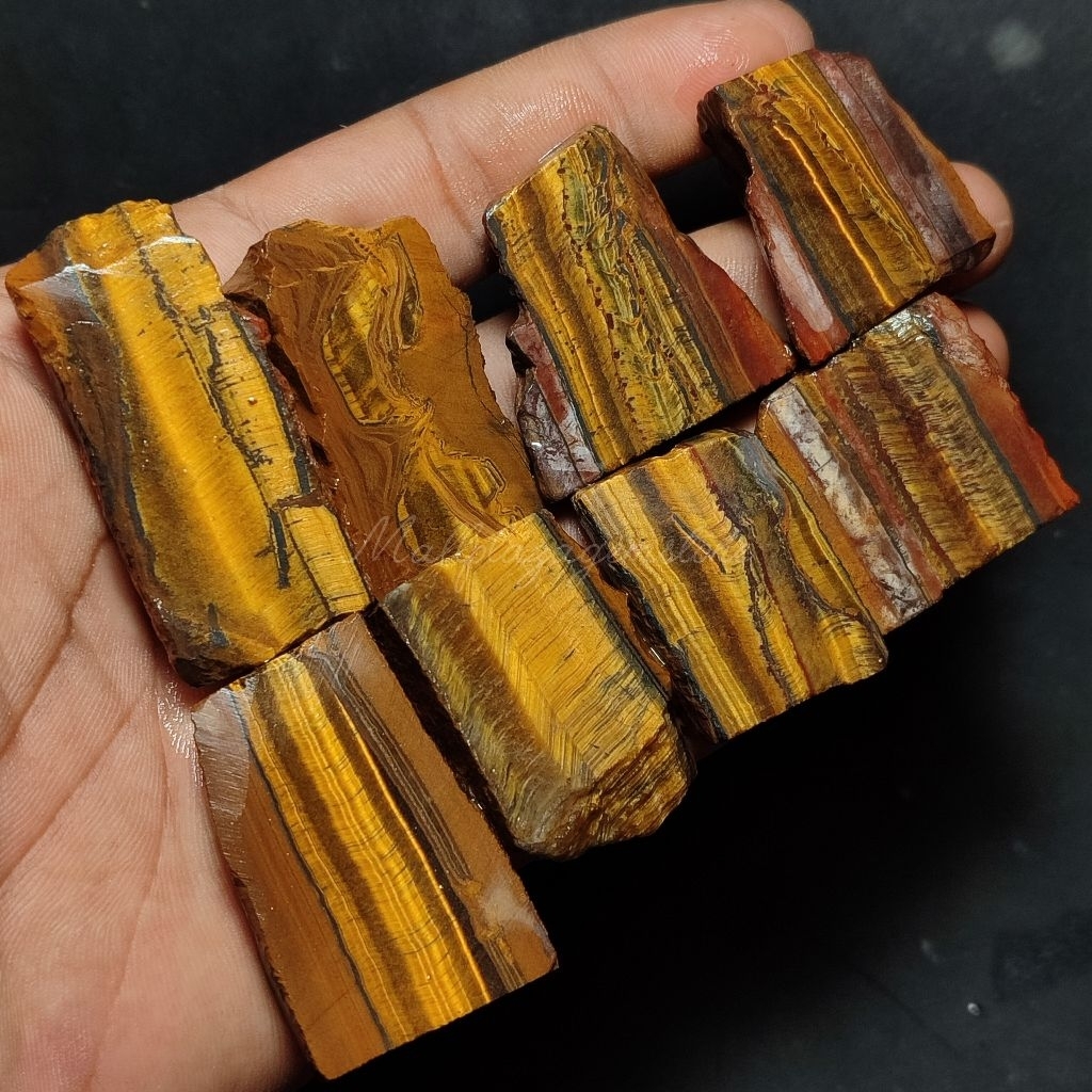 bahan batu tiger eye nempel magnet asli natural / badar besi tiger eye / batu tiger eye