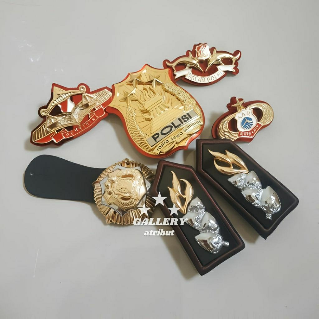 paket lencana. pin brivet polri monogram tanda jabatan sepaket