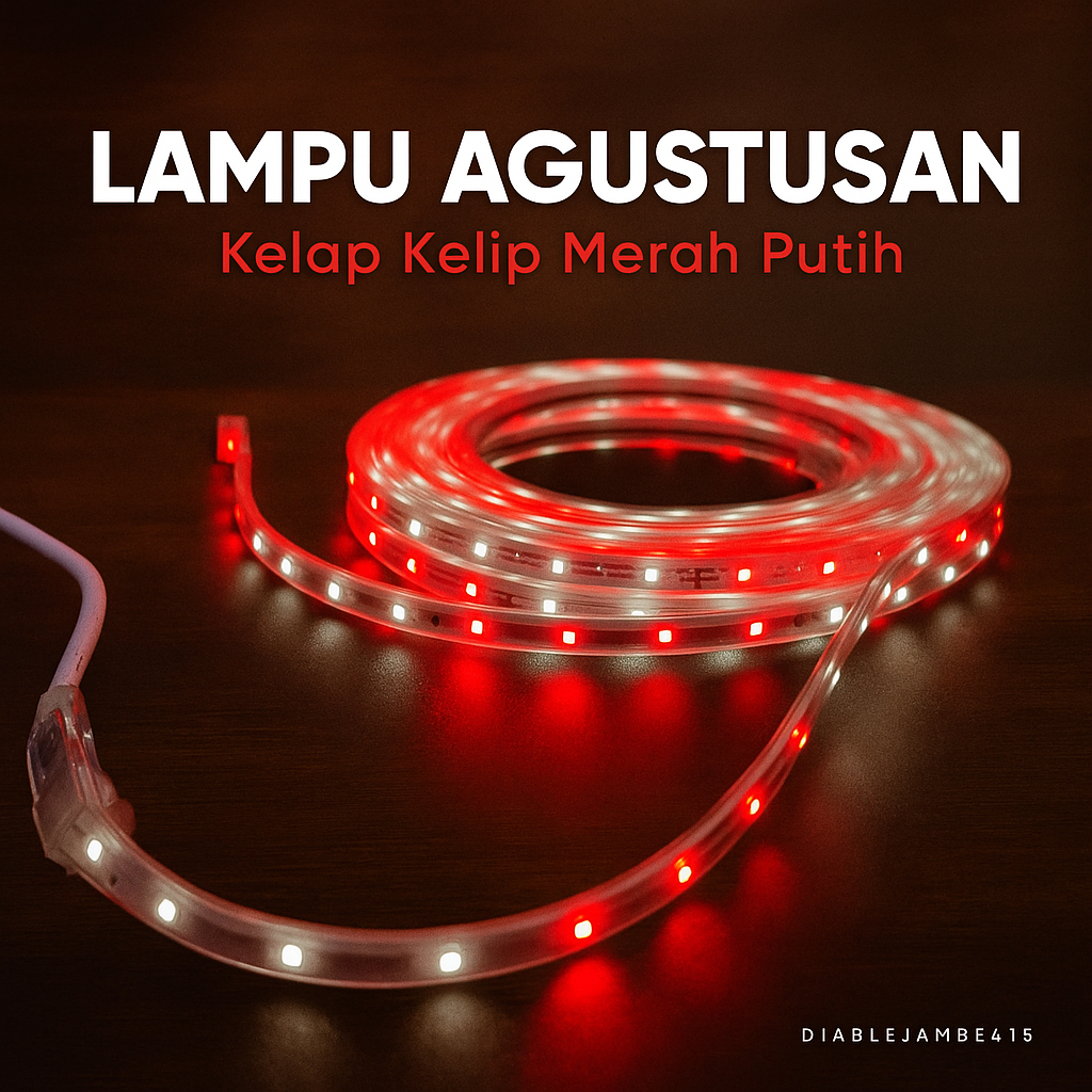 Lampu LED Strip Selang Merah Putih + Adaptor Agustusan Kelap Kelip 10 Meter Hiasan Rumah Aesthetic
