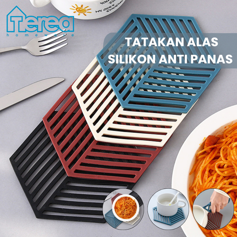 TEREA Tatakan Alas Gelas Piring Panci Silikon Anti Panas Meja Makan / Alas Tatakan Mangkok Karet Uni