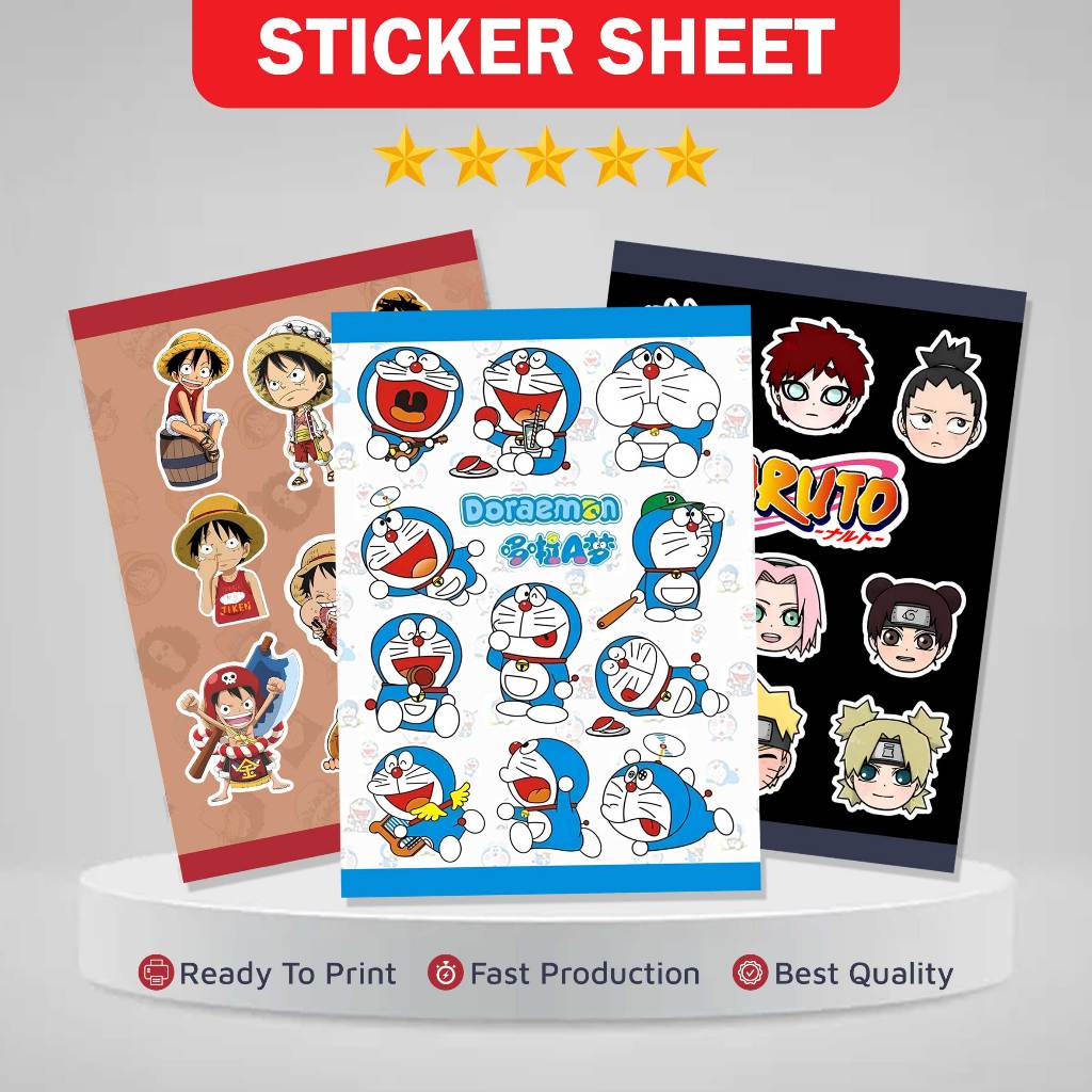 

JMGEMILANG - Cetak Stiker Sheet Pack A5 / A6 – Free Template atau Custom Desain | Untuk Merchandise, Event, Chibi – ERKI PRINTING