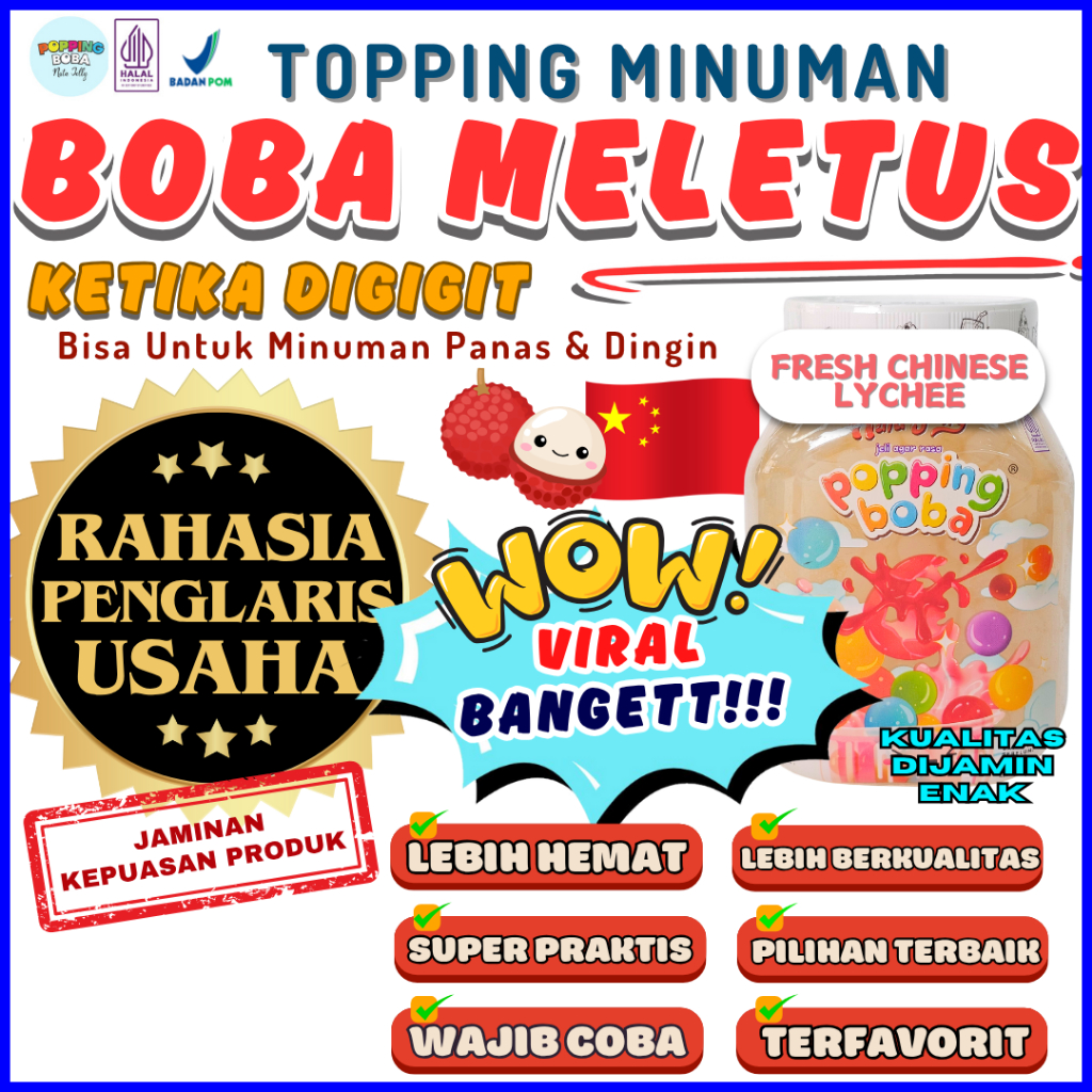 

PoppingBobaMeletusDimulutCampuran BIOBIANCA Whip Cream Krim Kocok - Popping Boba 500 Gram | Cocok Untuk Semua Jenis Minuman