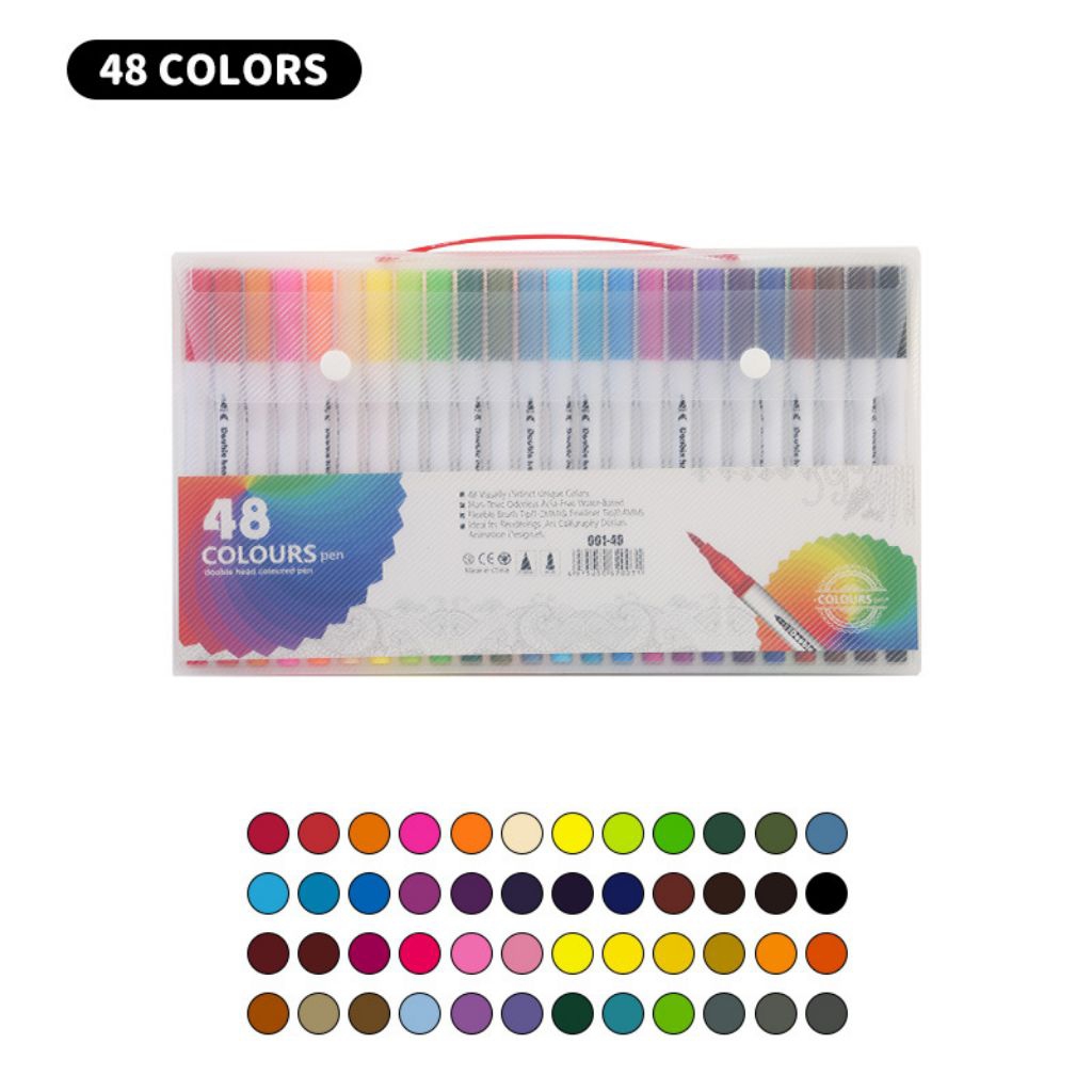 

FIMI SHOP | Spidol 48 Warna | Double Head Marker Pen Spidol | Warna Cerah Lengkap | Cocok untuk Anak & Dewasa