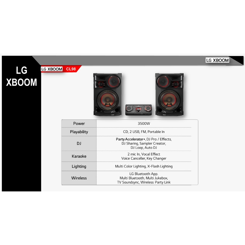 SPEAKER AKTIF LG XBoom - CL98 / SPEAKER DJ LG XBOOM CL-98 (3500W)