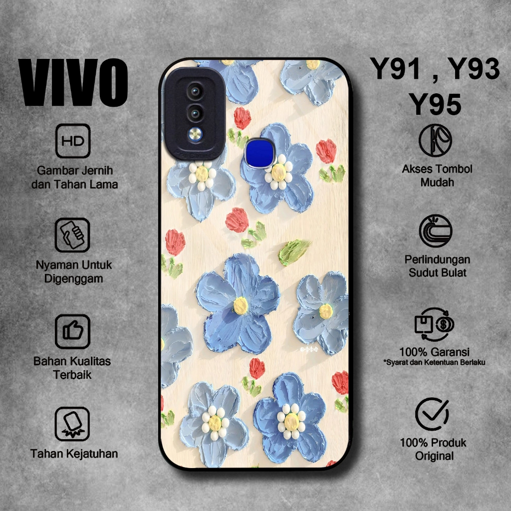 Softcase Glossy Mengkilap Vivo Y91 BUNGA ART HD  - Case Vivo Y93 - casing hp Y95 - Case hp Y91/Y93