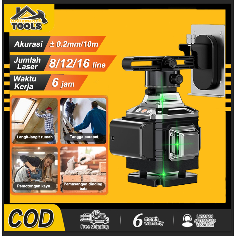 8 12 16 line Laser Level 360° Rotary Bangunan Laser Pasang Keramik​​ Waterpass Alat Laser Tukang​