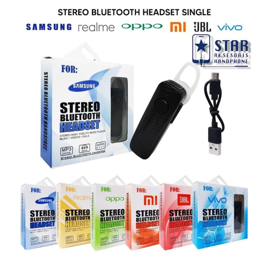 Headset Handsfree Earphone Bluetooth JBL Stereo free kabel charge