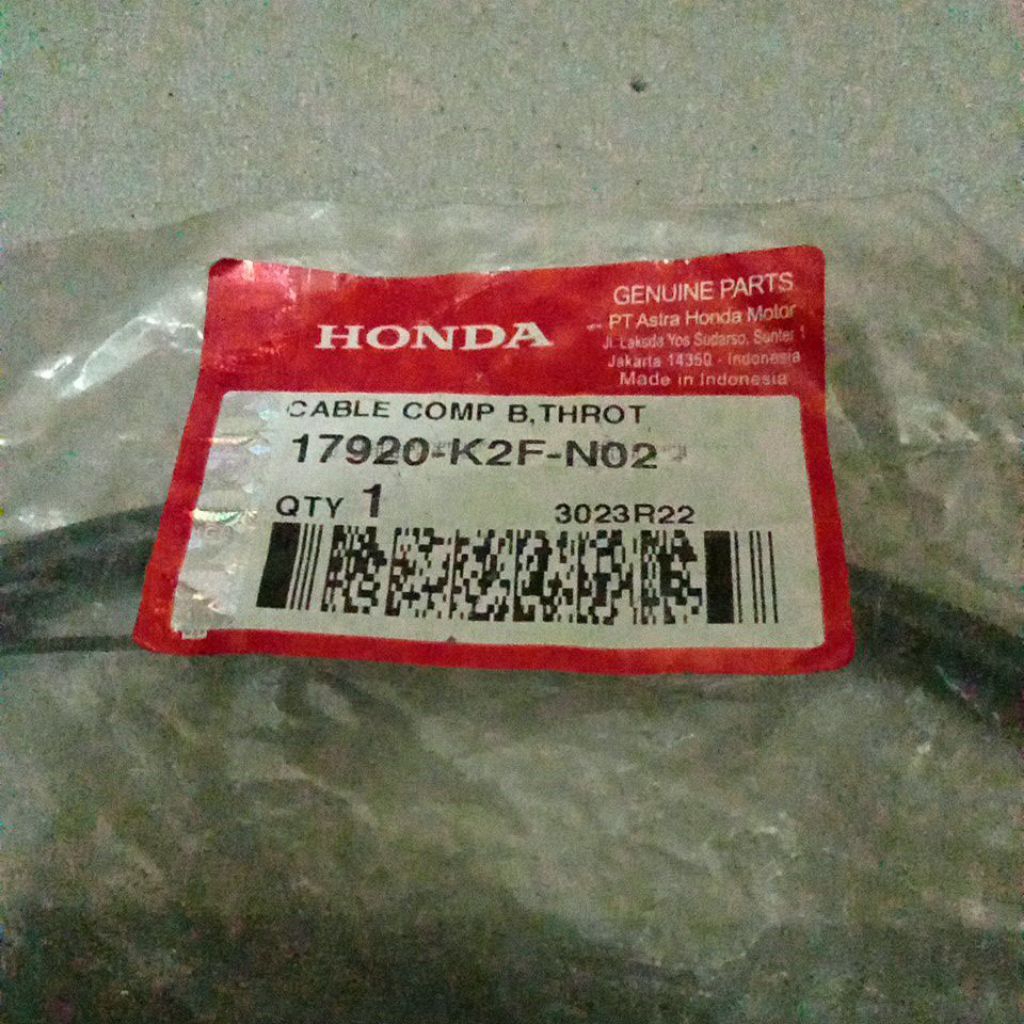 17920K2FN02 – CABLE COMP B THROT, KABEL GAS B, KABEL GAS SCOOPY NEW ORI AHM