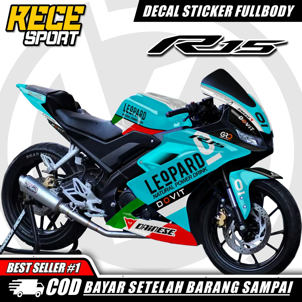 Decal Sticker R15 V3 2017-2021 Motif Leopard Striping Fullbody R15 V3 2017-2021 Motif Leopard