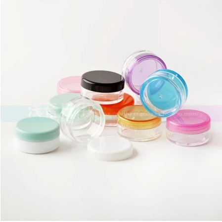 10 Pcs Toples Bulat Pot Jar Akrilik Mini Tempat Wadah Cream Krim Wajah Obat Serbaguna Anti Tumpah Po