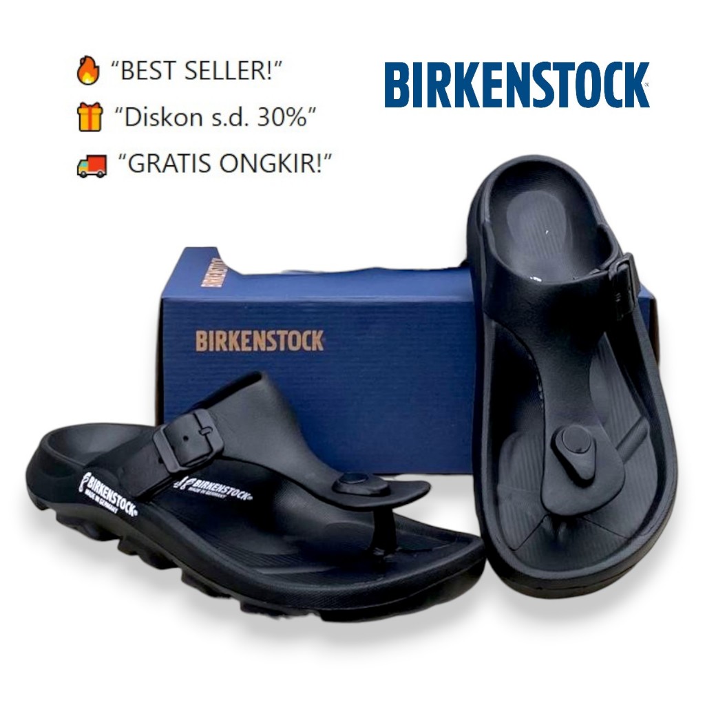 Promo Murah  Sandal Karet Dual Strap Birkenstock Pria / Sandal Jepit Pria Terbaru 2025 Branded Kekin