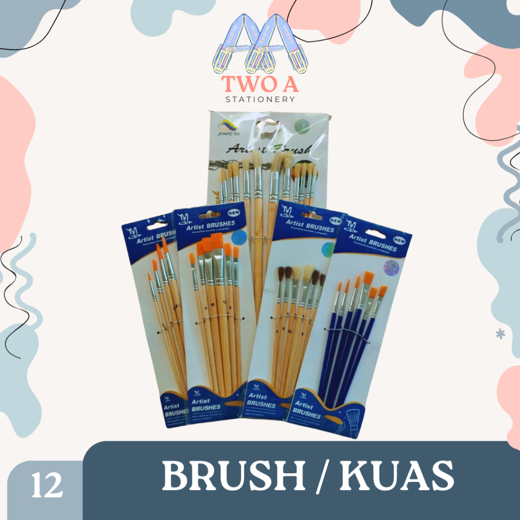 

KUAS SET COKLAT 12 PCS / PAINT BRUSH SET / KUAS LUKIS / KUAS CAT AIR CAT MINYAK CAT ACRYILIC CAT POSTER