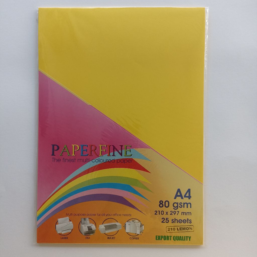 

Paperfine A4 210 Lemon | Kertas A4 Warna Yellow | Hvs A4 80 gsm | Paper Color 210X297mm