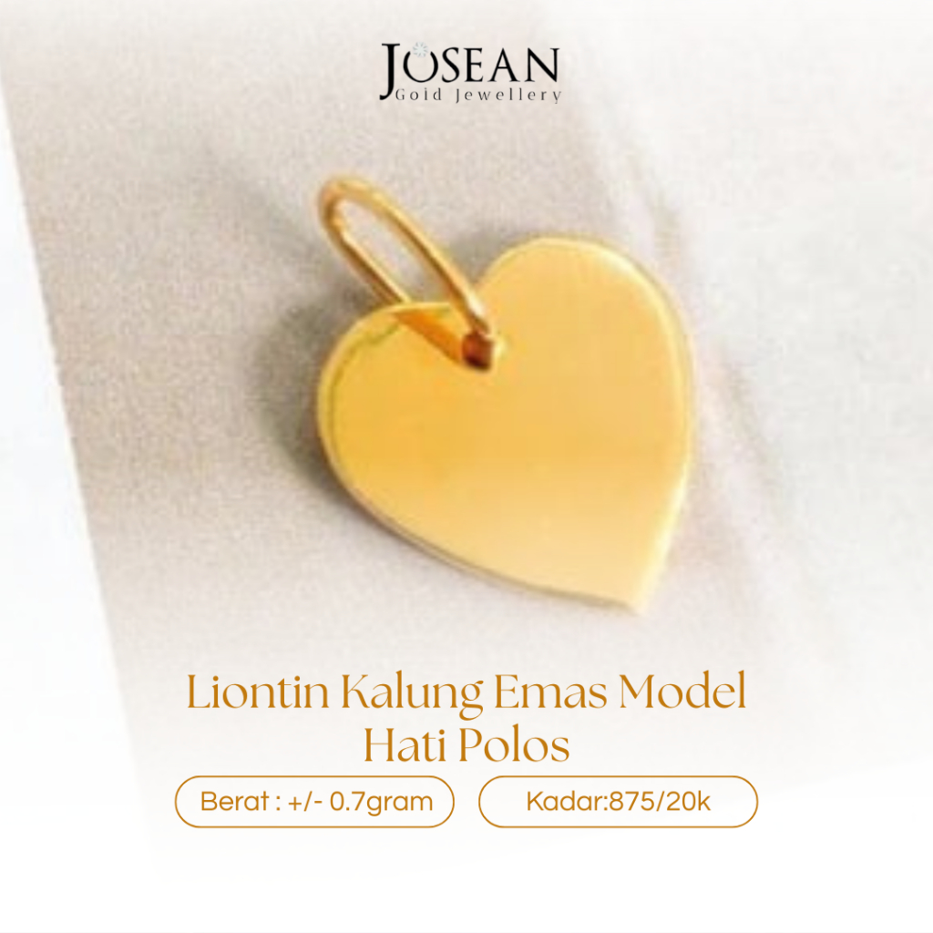 Liontin Kalung Emas Model Hati Polos Kadar 20K Custom Huruf Perhiasan Wanita