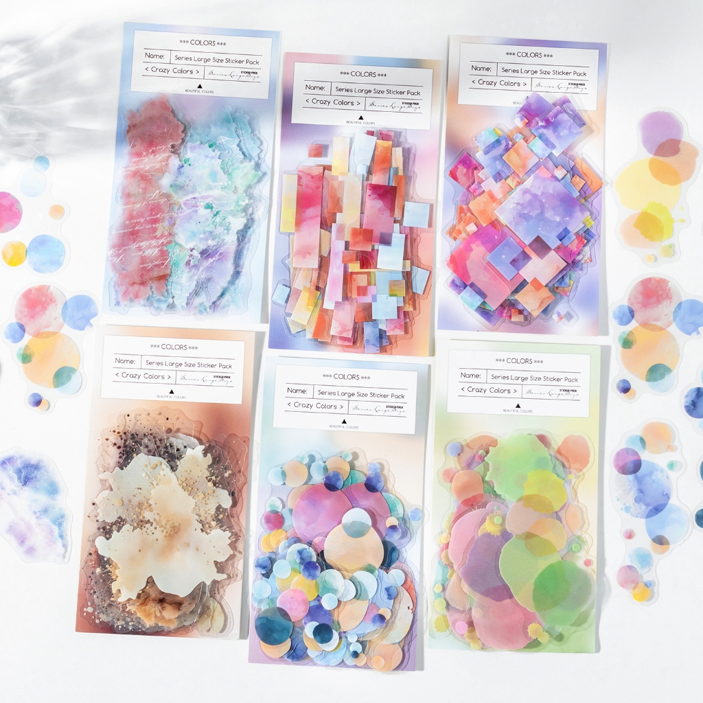 

(5M5) 20pcs Stiker PET Seri Warna Warni Dekorasi Buku Pegangan Retro Sederhana Stiker Perekat Diy Journal Scrapbook