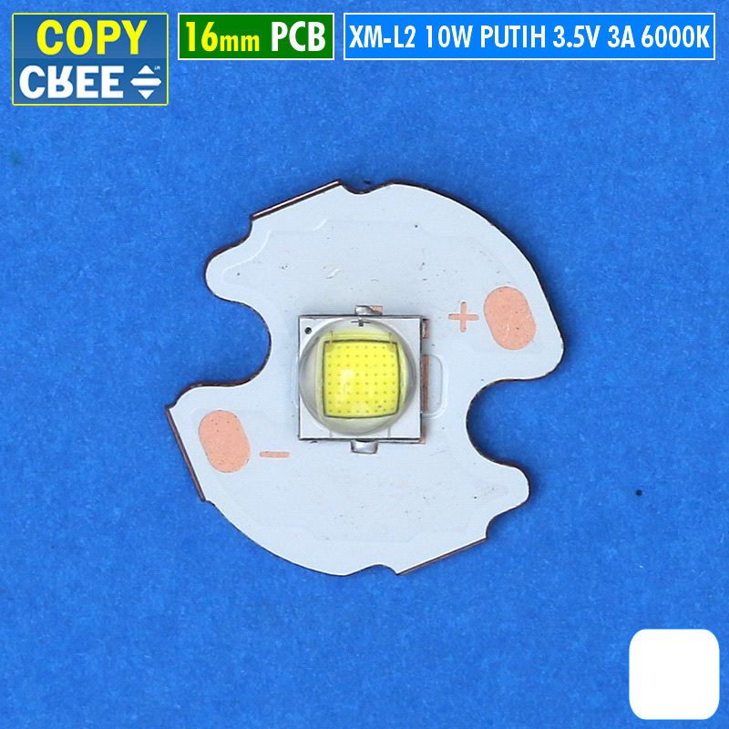 Copy Cree 10W 16mm 3A Led Putih 6000K 6500K XM-L2 T6 XML2 Mata Lampu Senter Led Sorot Tembak Belor D